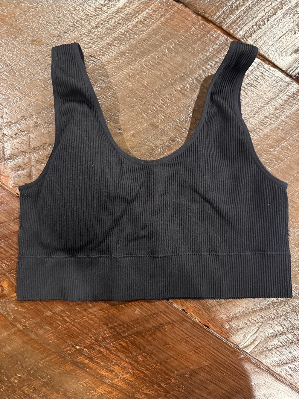 GAP Black Ribbed Scoop Sports Bralette